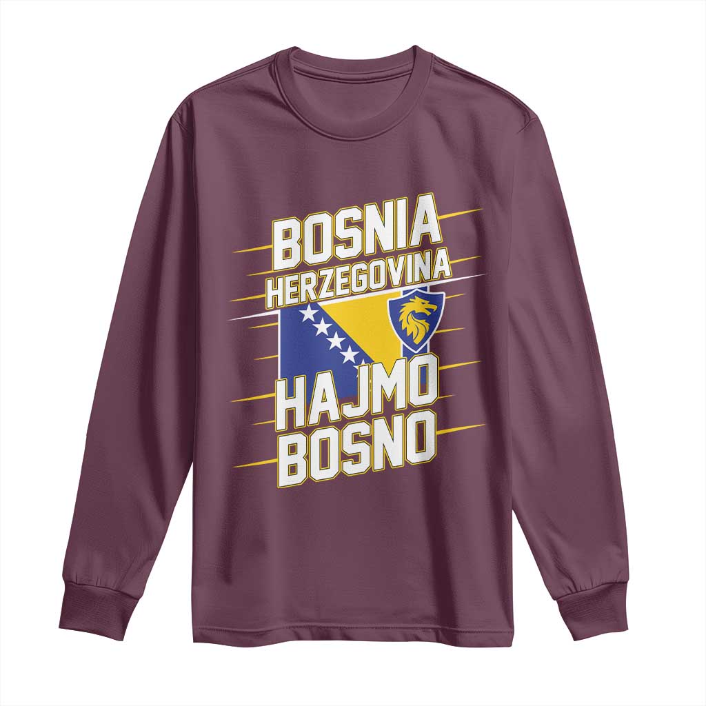 Lets Go Bosnia Herzegovina Hajmo Bosno Dragon Shield Long Sleeve Shirt Soccer Team Pride Football Fan Heritage