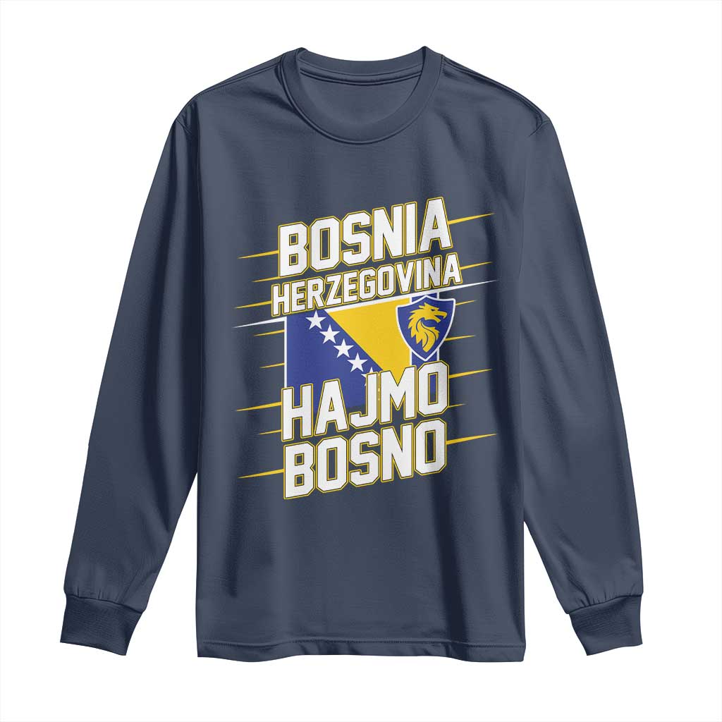 Lets Go Bosnia Herzegovina Hajmo Bosno Dragon Shield Long Sleeve Shirt Soccer Team Pride Football Fan Heritage