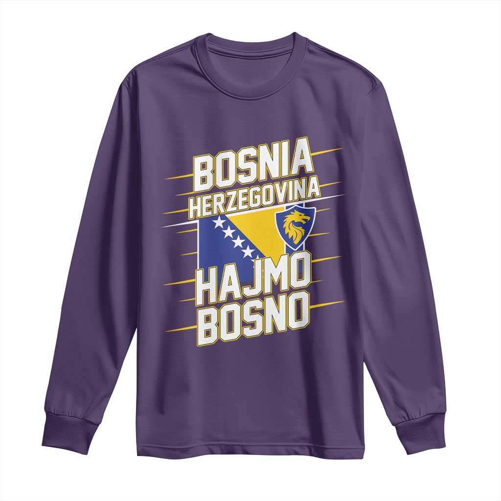 Lets Go Bosnia Herzegovina Hajmo Bosno Dragon Shield Long Sleeve Shirt Soccer Team Pride Football Fan Heritage