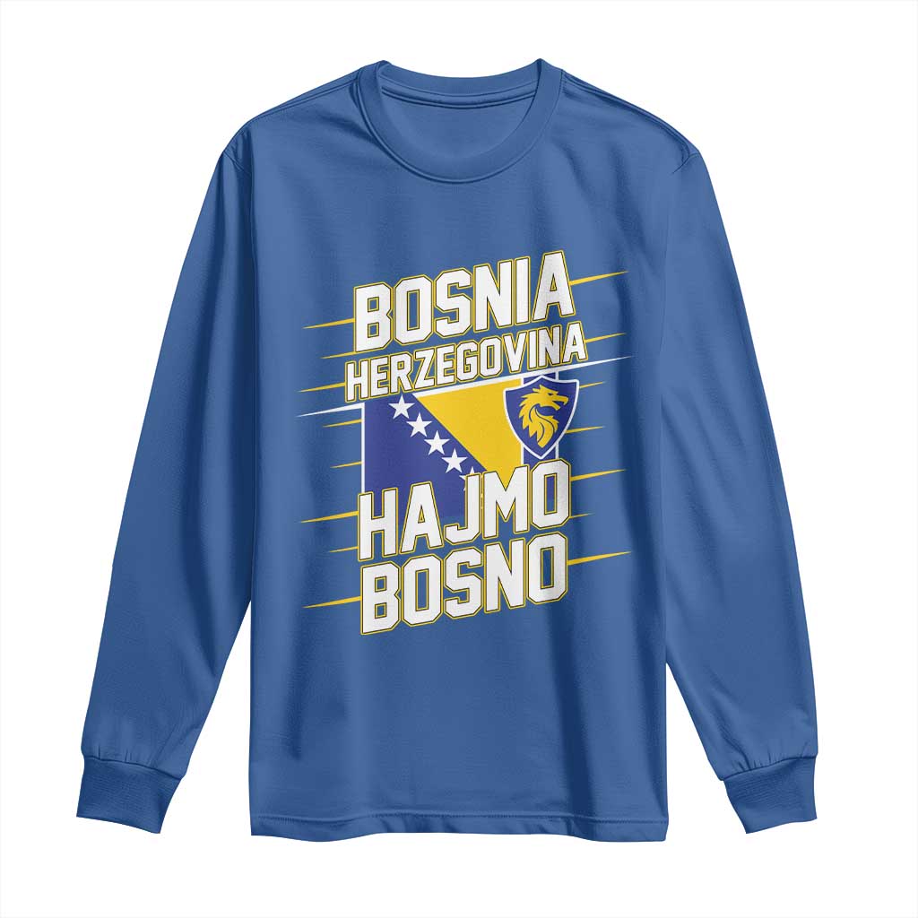Lets Go Bosnia Herzegovina Hajmo Bosno Dragon Shield Long Sleeve Shirt Soccer Team Pride Football Fan Heritage