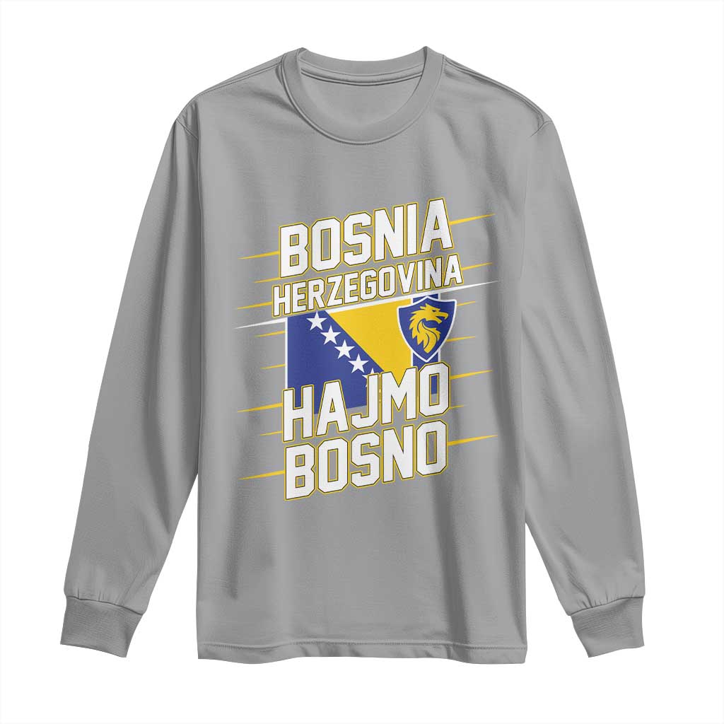 Lets Go Bosnia Herzegovina Hajmo Bosno Dragon Shield Long Sleeve Shirt Soccer Team Pride Football Fan Heritage