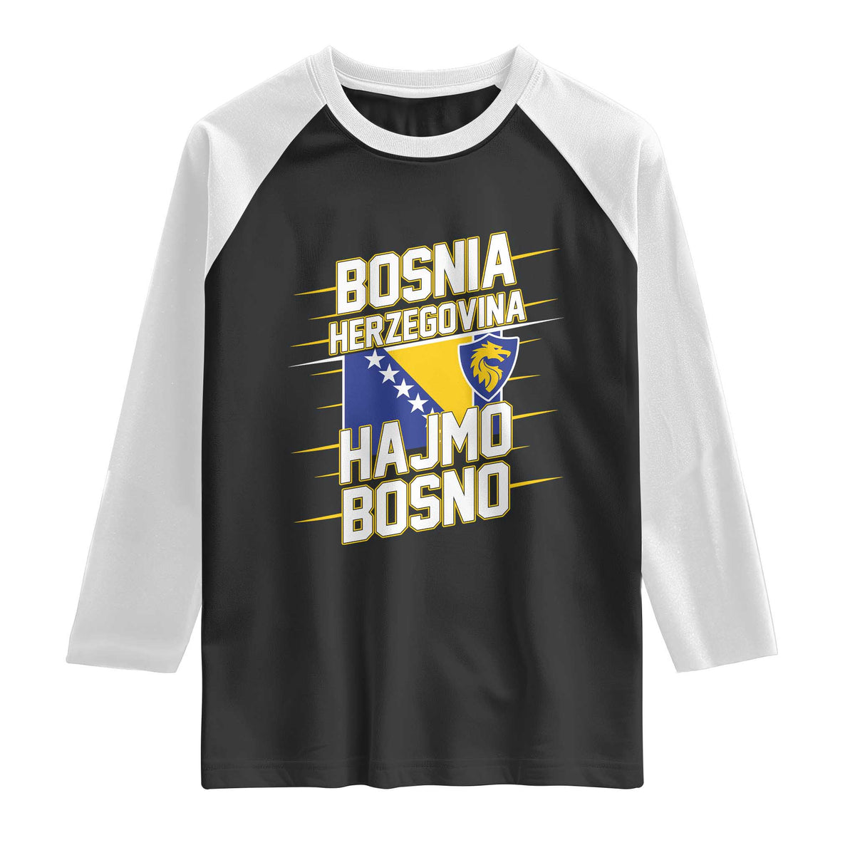 Lets Go Bosnia Herzegovina Hajmo Bosno Dragon Shield Raglan Shirt Soccer Team Pride Football Fan Heritage