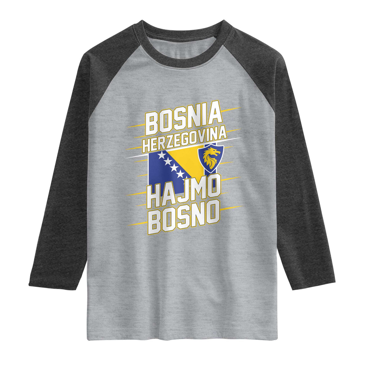 Lets Go Bosnia Herzegovina Hajmo Bosno Dragon Shield Raglan Shirt Soccer Team Pride Football Fan Heritage