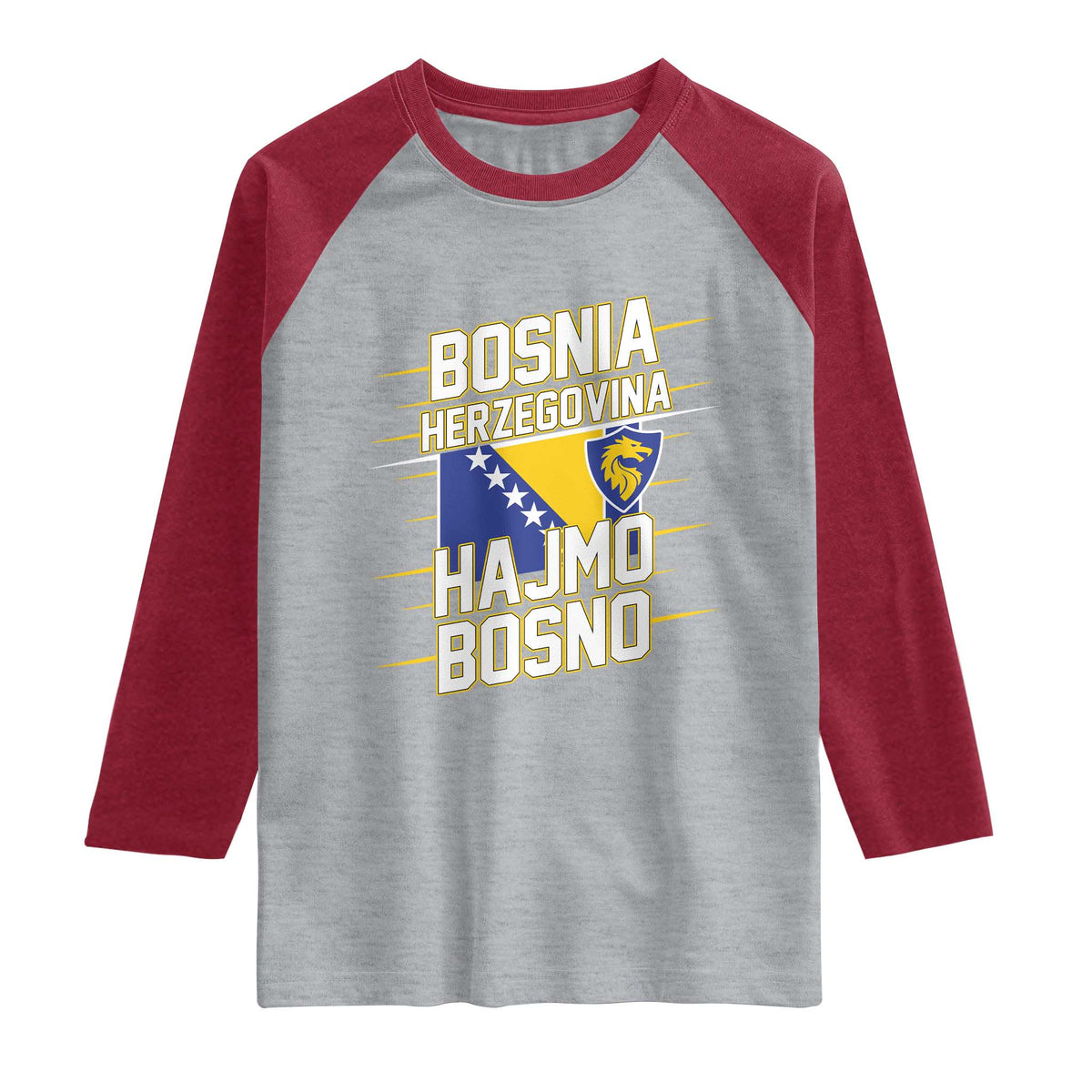 Lets Go Bosnia Herzegovina Hajmo Bosno Dragon Shield Raglan Shirt Soccer Team Pride Football Fan Heritage