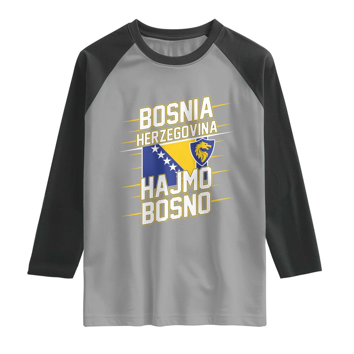 Lets Go Bosnia Herzegovina Hajmo Bosno Dragon Shield Raglan Shirt Soccer Team Pride Football Fan Heritage