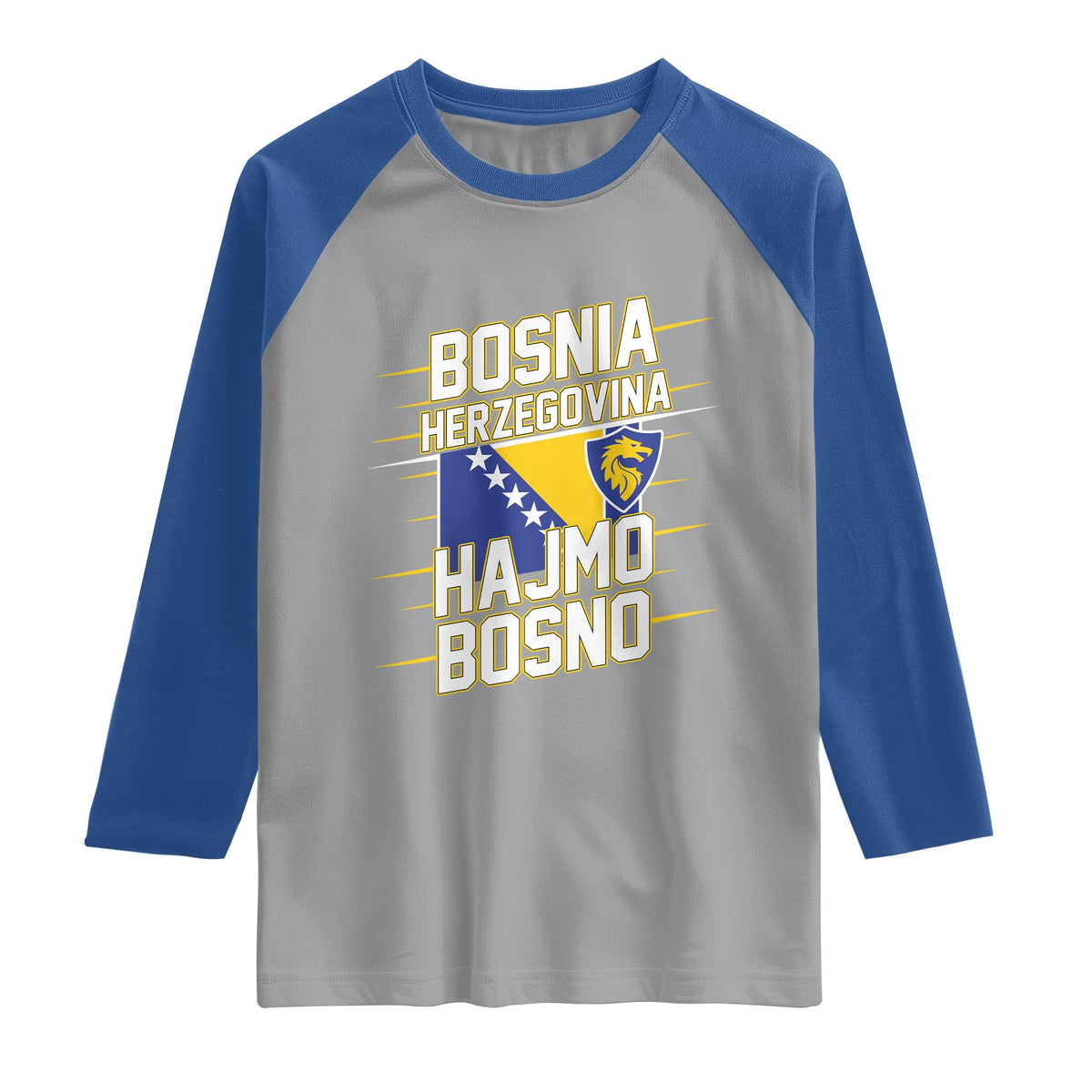 Lets Go Bosnia Herzegovina Hajmo Bosno Dragon Shield Raglan Shirt Soccer Team Pride Football Fan Heritage