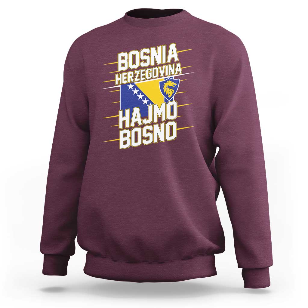 Lets Go Bosnia Herzegovina Hajmo Bosno Dragon Shield Sweatshirt Soccer Team Pride Football Fan Heritage