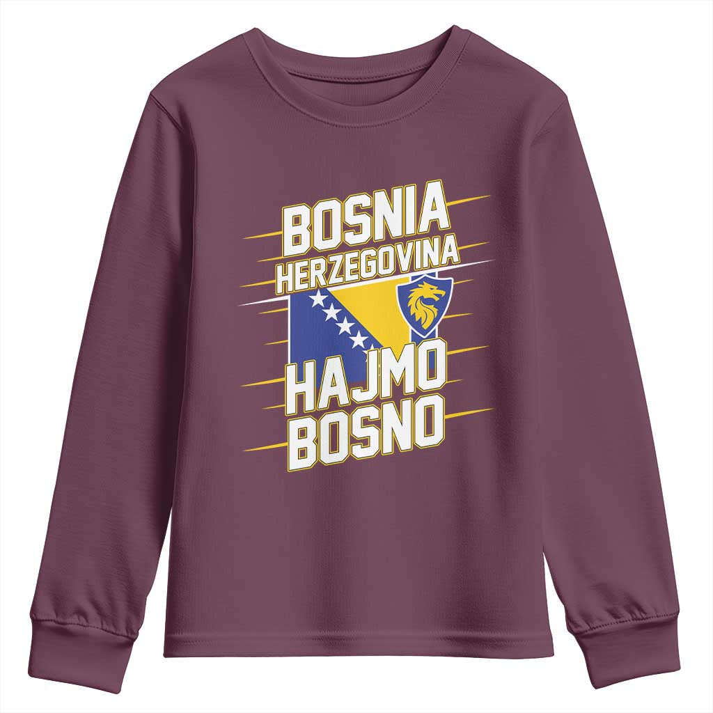 Lets Go Bosnia Herzegovina Hajmo Bosno Dragon Shield Youth Sweatshirt Soccer Team Pride Football Fan Heritage