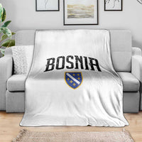 Vintage Bosnia Coat of Arms Minimalist Throw Blanket Golden Lily Heritage Shield Graphic