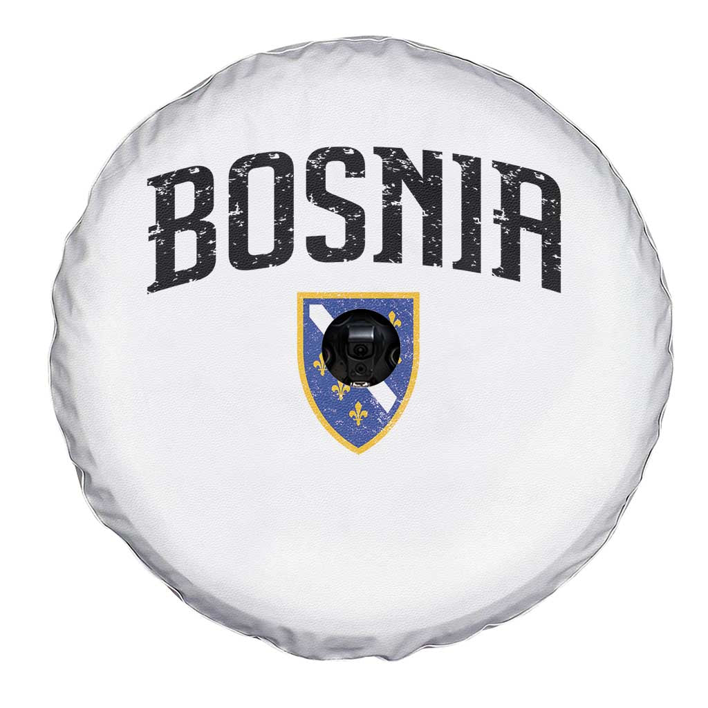 Vintage Bosnia Coat of Arms Minimalist Spare Tire Cover Golden Lily Heritage Shield Graphic