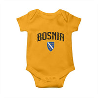 Vintage Bosnia Coat of Arms Minimalist Baby Onesie Golden Lily Heritage Shield Graphic
