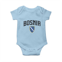 Vintage Bosnia Coat of Arms Minimalist Baby Onesie Golden Lily Heritage Shield Graphic