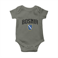 Vintage Bosnia Coat of Arms Minimalist Baby Onesie Golden Lily Heritage Shield Graphic