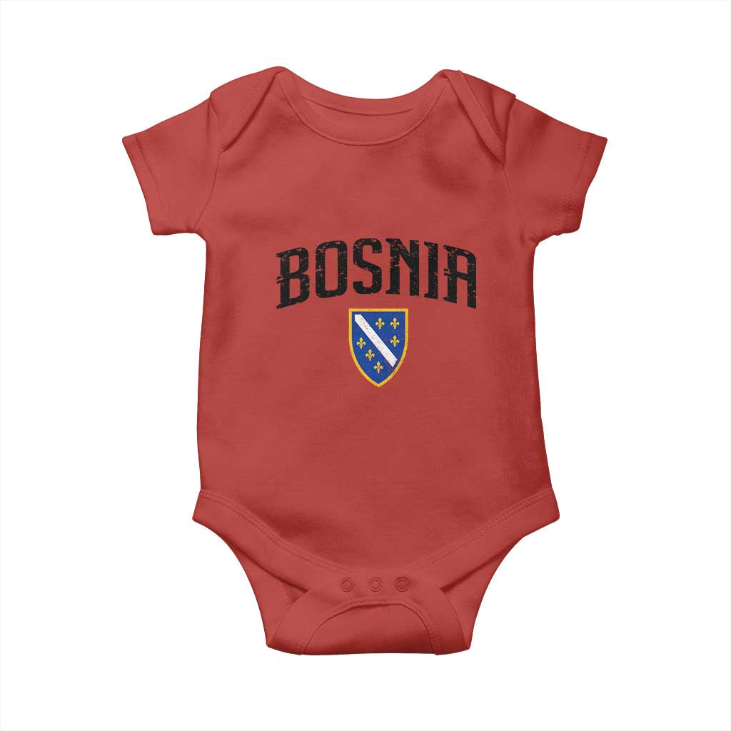 Vintage Bosnia Coat of Arms Minimalist Baby Onesie Golden Lily Heritage Shield Graphic