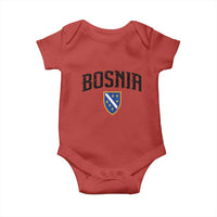 Vintage Bosnia Coat of Arms Minimalist Baby Onesie Golden Lily Heritage Shield Graphic
