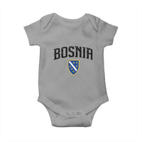 Vintage Bosnia Coat of Arms Minimalist Baby Onesie Golden Lily Heritage Shield Graphic