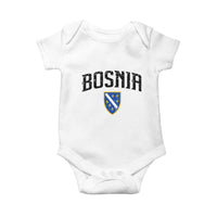 Vintage Bosnia Coat of Arms Minimalist Baby Onesie Golden Lily Heritage Shield Graphic