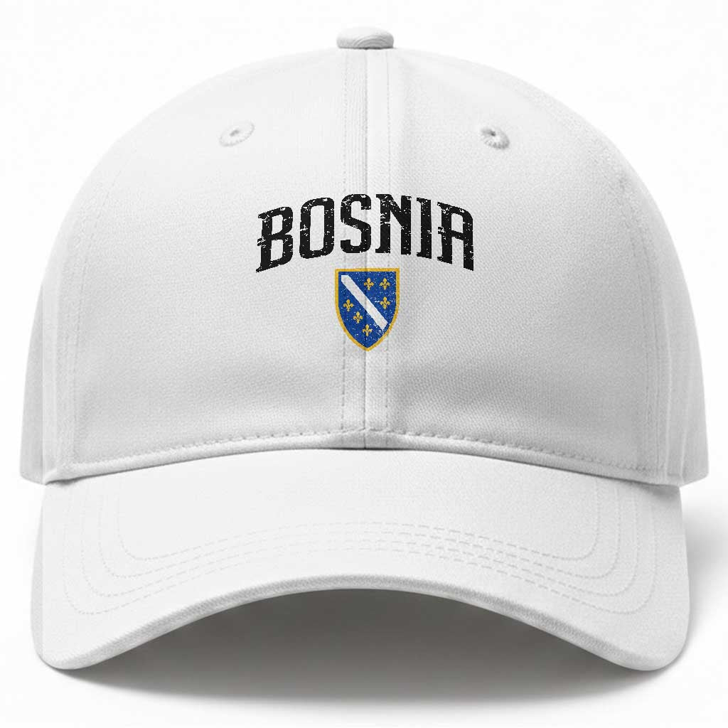 Vintage Bosnia Coat of Arms Minimalist Baseball Cap Golden Lily Heritage Shield Graphic