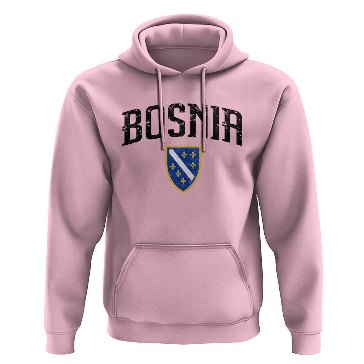 Vintage Bosnia Coat of Arms Minimalist Hoodie Golden Lily Heritage Shield Graphic