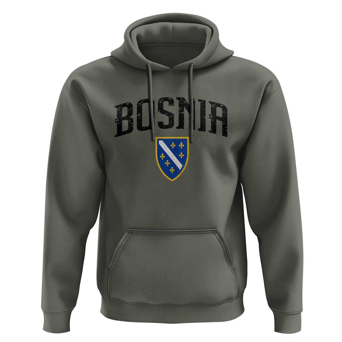 Vintage Bosnia Coat of Arms Minimalist Hoodie Golden Lily Heritage Shield Graphic