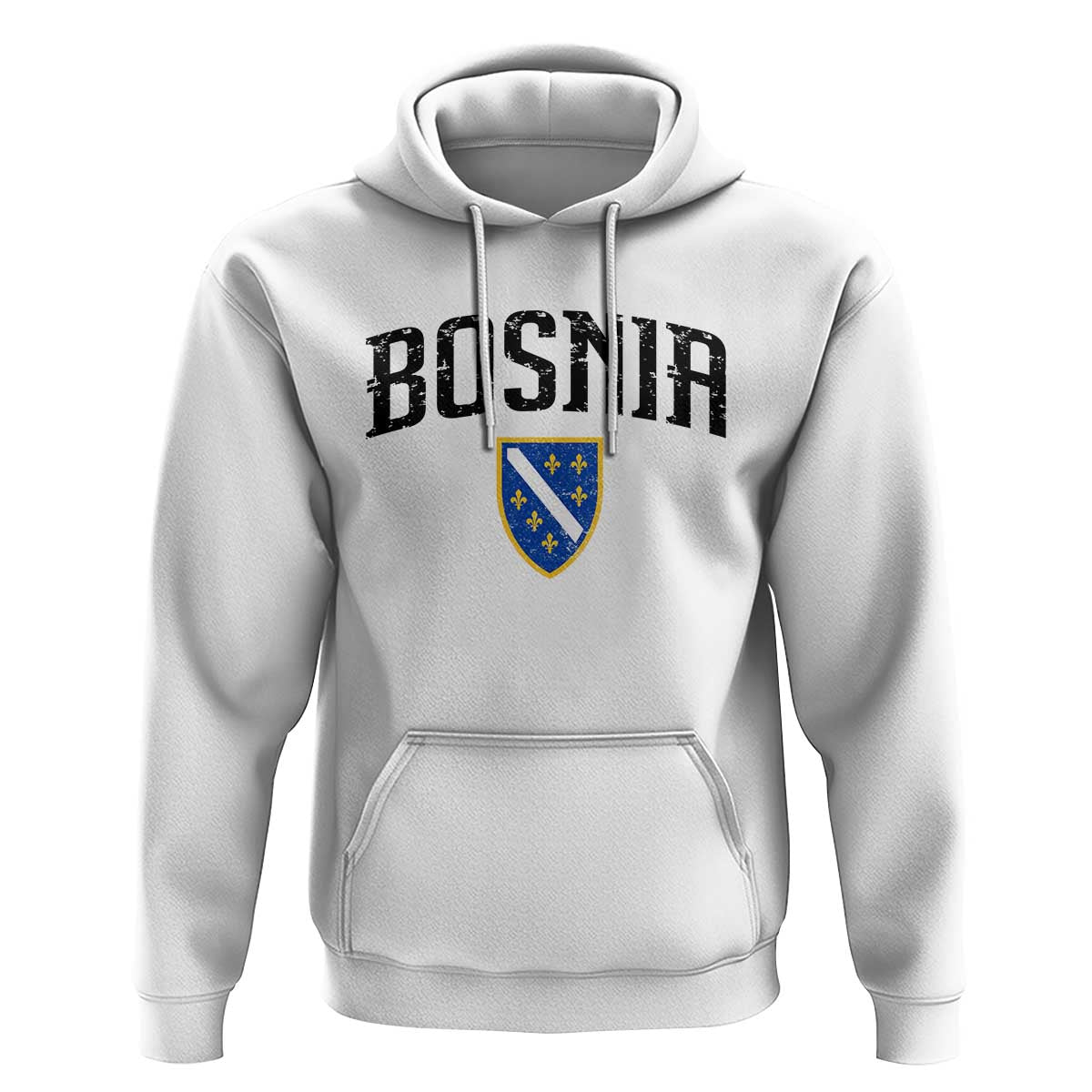 Vintage Bosnia Coat of Arms Minimalist Hoodie Golden Lily Heritage Shield Graphic