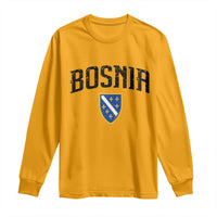 Vintage Bosnia Coat of Arms Minimalist Long Sleeve Shirt Golden Lily Heritage Shield Graphic