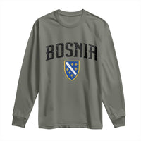 Vintage Bosnia Coat of Arms Minimalist Long Sleeve Shirt Golden Lily Heritage Shield Graphic