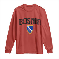 Vintage Bosnia Coat of Arms Minimalist Long Sleeve Shirt Golden Lily Heritage Shield Graphic