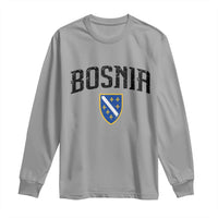 Vintage Bosnia Coat of Arms Minimalist Long Sleeve Shirt Golden Lily Heritage Shield Graphic