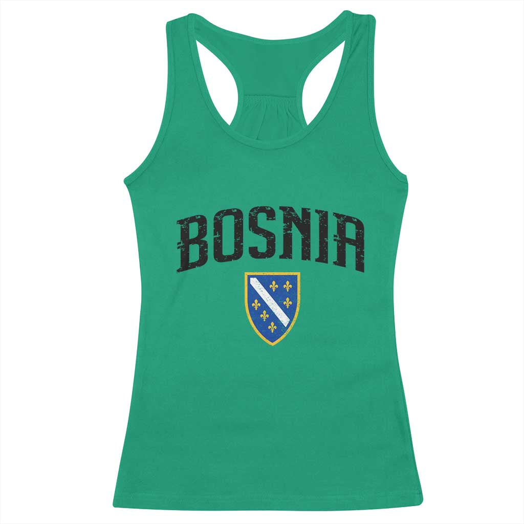 Vintage Bosnia Coat of Arms Minimalist Racerback Tank Top Golden Lily Heritage Shield Graphic