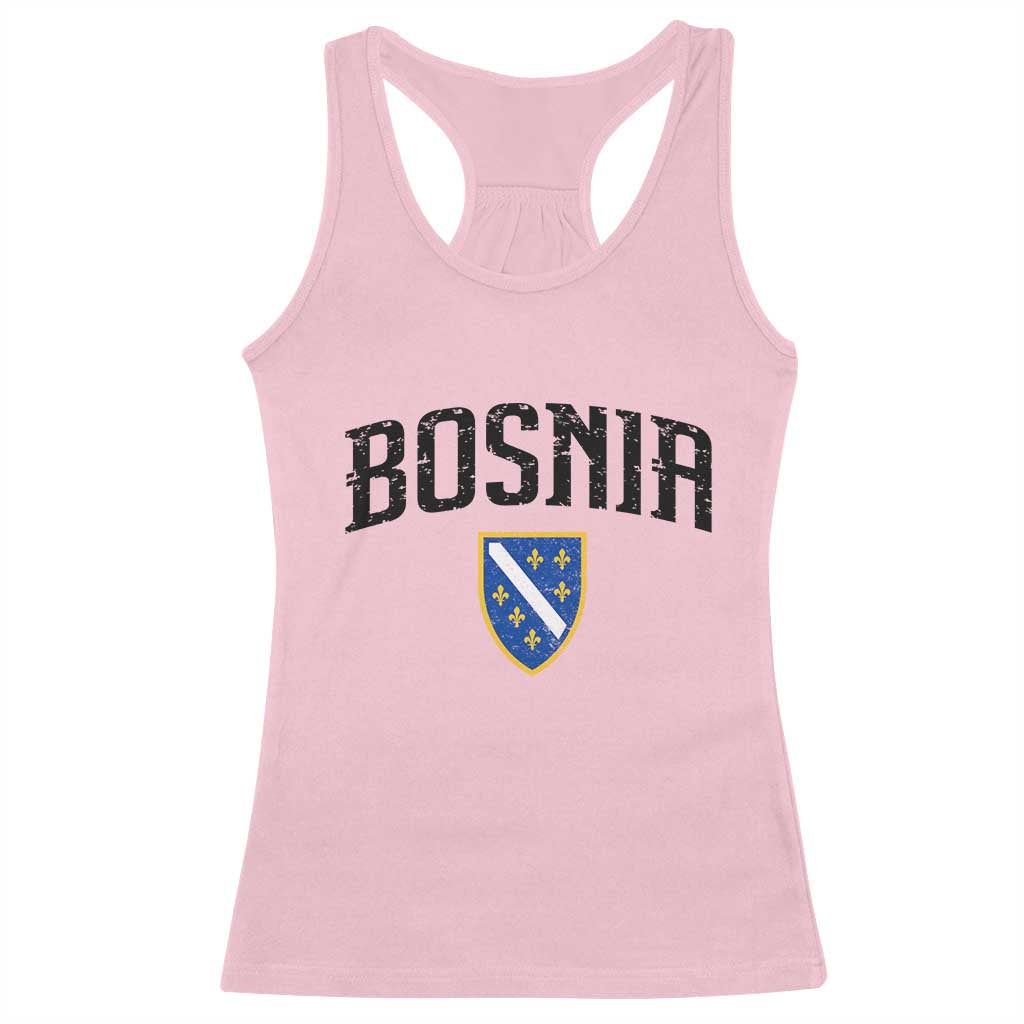 Vintage Bosnia Coat of Arms Minimalist Racerback Tank Top Golden Lily Heritage Shield Graphic