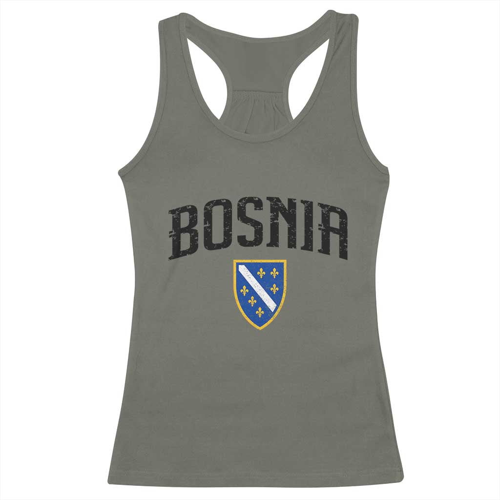 Vintage Bosnia Coat of Arms Minimalist Racerback Tank Top Golden Lily Heritage Shield Graphic