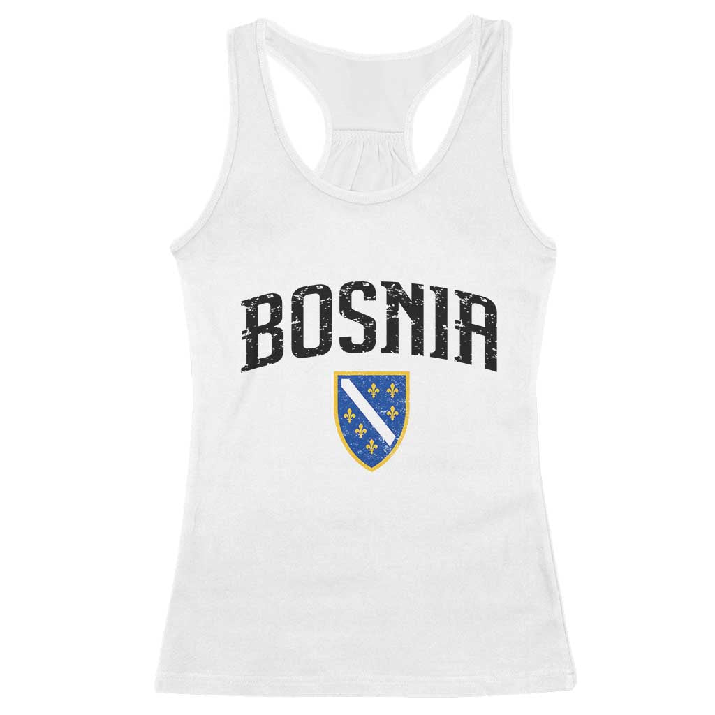 Vintage Bosnia Coat of Arms Minimalist Racerback Tank Top Golden Lily Heritage Shield Graphic