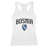 Vintage Bosnia Coat of Arms Minimalist Racerback Tank Top Golden Lily Heritage Shield Graphic