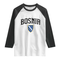Vintage Bosnia Coat of Arms Minimalist Raglan Shirt Golden Lily Heritage Shield Graphic