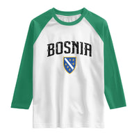 Vintage Bosnia Coat of Arms Minimalist Raglan Shirt Golden Lily Heritage Shield Graphic