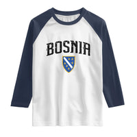 Vintage Bosnia Coat of Arms Minimalist Raglan Shirt Golden Lily Heritage Shield Graphic
