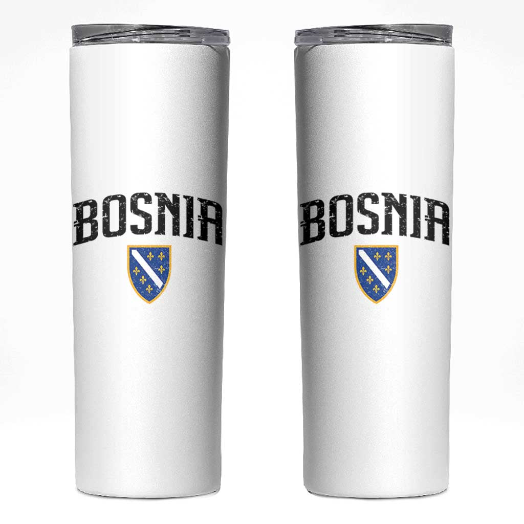 Vintage Bosnia Coat of Arms Minimalist Skinny Tumbler Golden Lily Heritage Shield Graphic