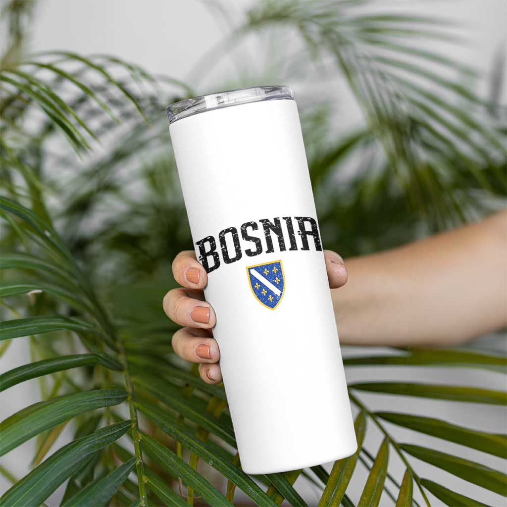 Vintage Bosnia Coat of Arms Minimalist Skinny Tumbler Golden Lily Heritage Shield Graphic