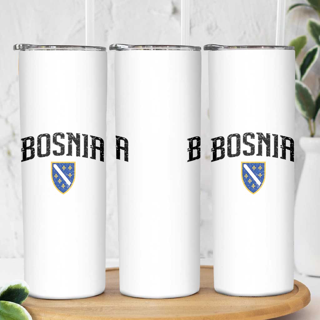Vintage Bosnia Coat of Arms Minimalist Skinny Tumbler Golden Lily Heritage Shield Graphic