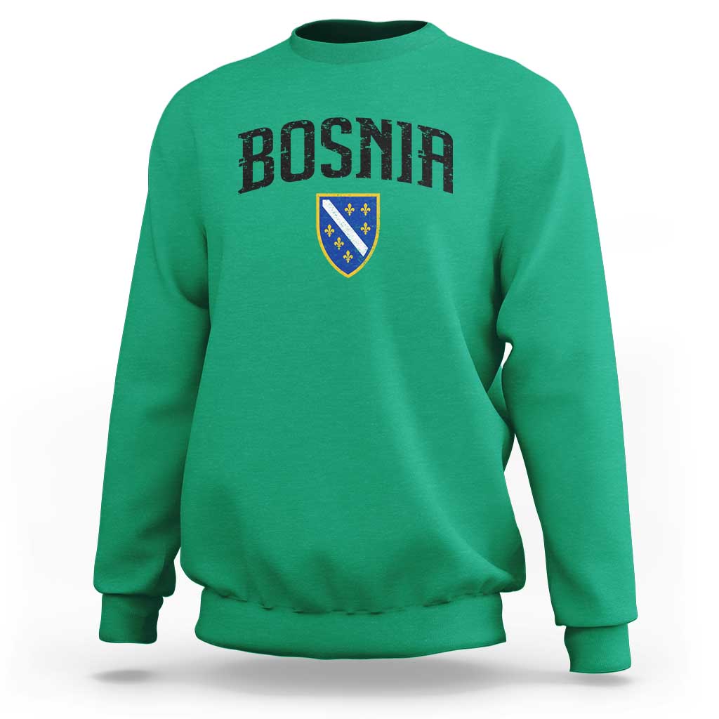Vintage Bosnia Coat of Arms Minimalist Sweatshirt Golden Lily Heritage Shield Graphic