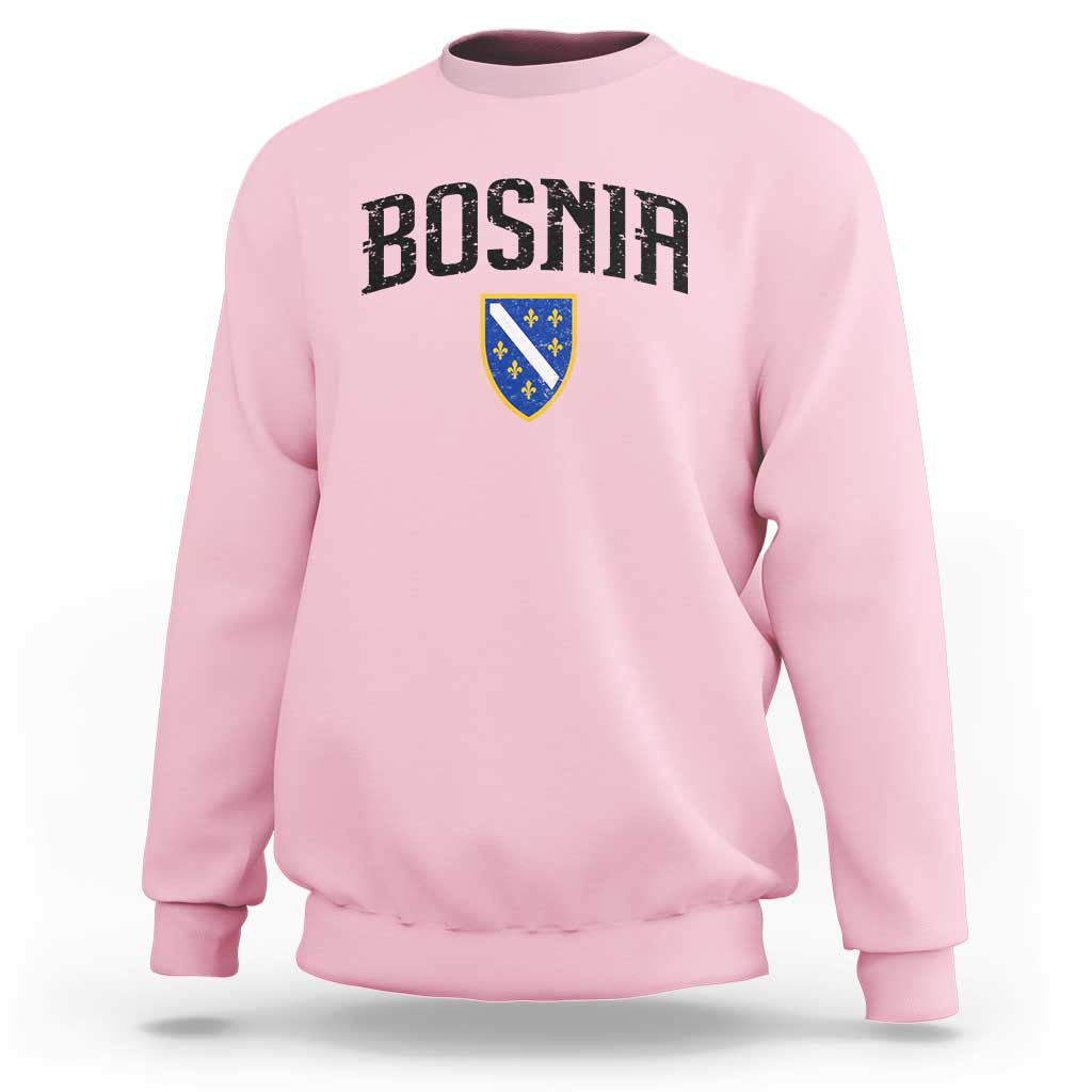 Vintage Bosnia Coat of Arms Minimalist Sweatshirt Golden Lily Heritage Shield Graphic