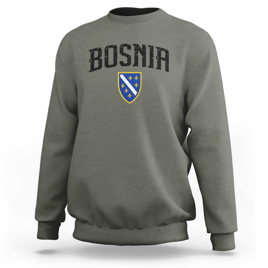 Vintage Bosnia Coat of Arms Minimalist Sweatshirt Golden Lily Heritage Shield Graphic