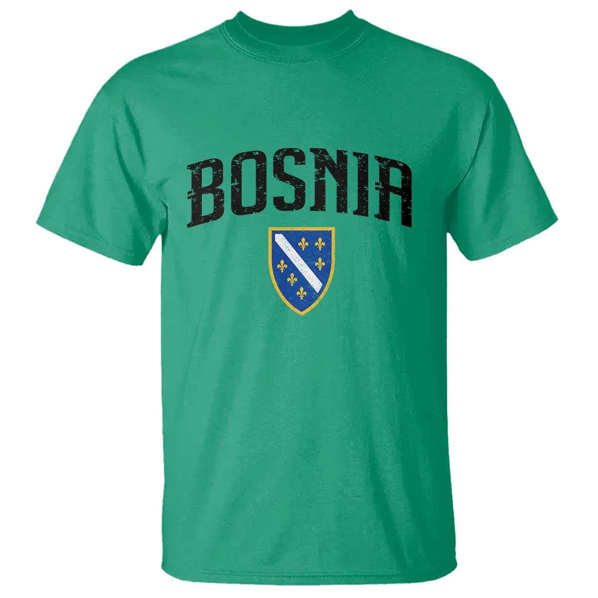 Vintage Bosnia Coat of Arms Minimalist T Shirt Golden Lily Heritage Shield Graphic