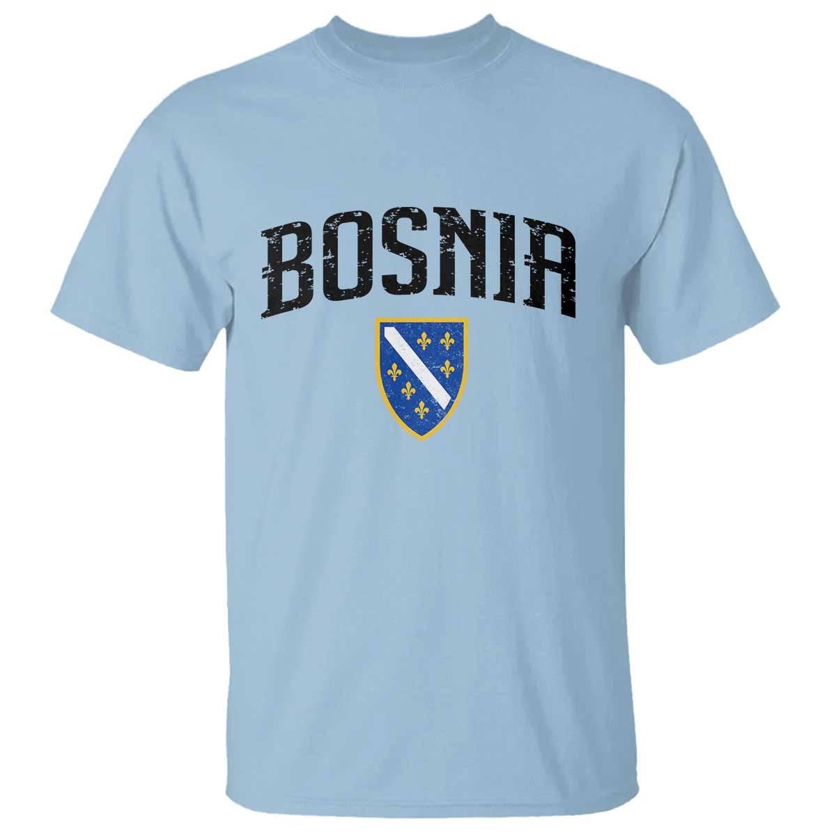 Vintage Bosnia Coat of Arms Minimalist T Shirt Golden Lily Heritage Shield Graphic