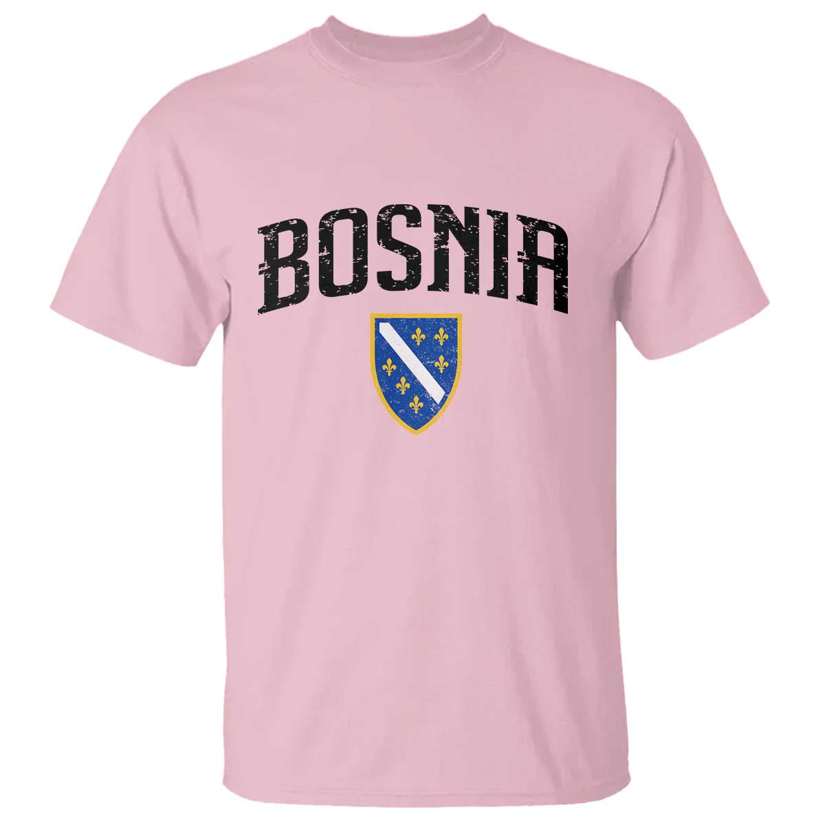 Vintage Bosnia Coat of Arms Minimalist T Shirt Golden Lily Heritage Shield Graphic