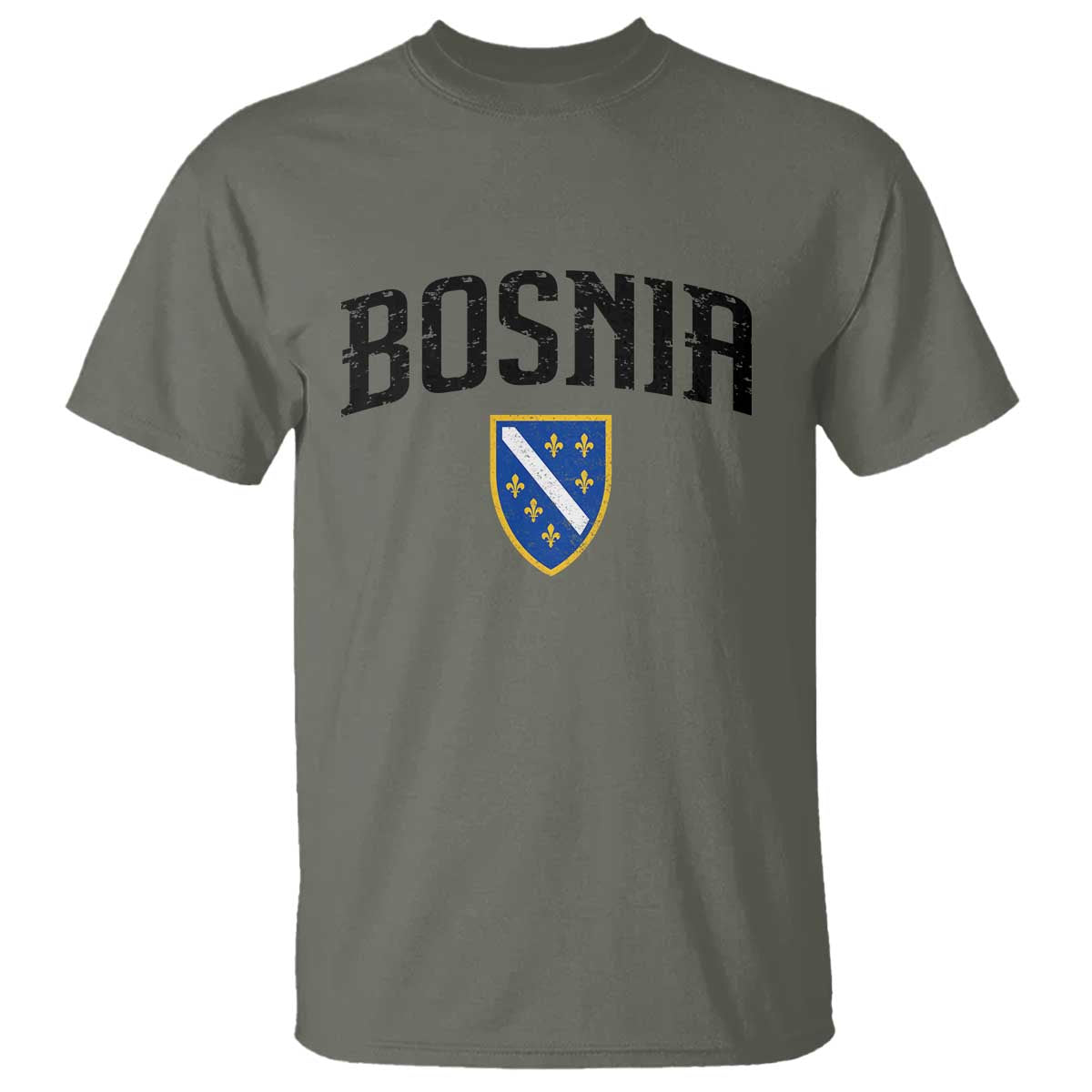 Vintage Bosnia Coat of Arms Minimalist T Shirt Golden Lily Heritage Shield Graphic