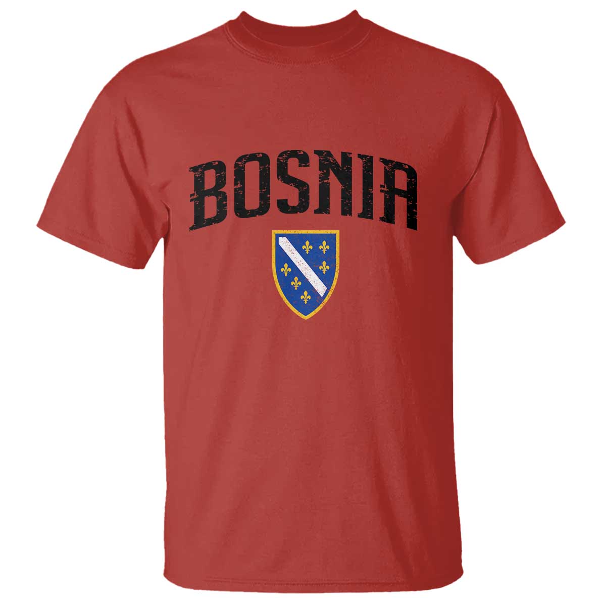 Vintage Bosnia Coat of Arms Minimalist T Shirt Golden Lily Heritage Shield Graphic
