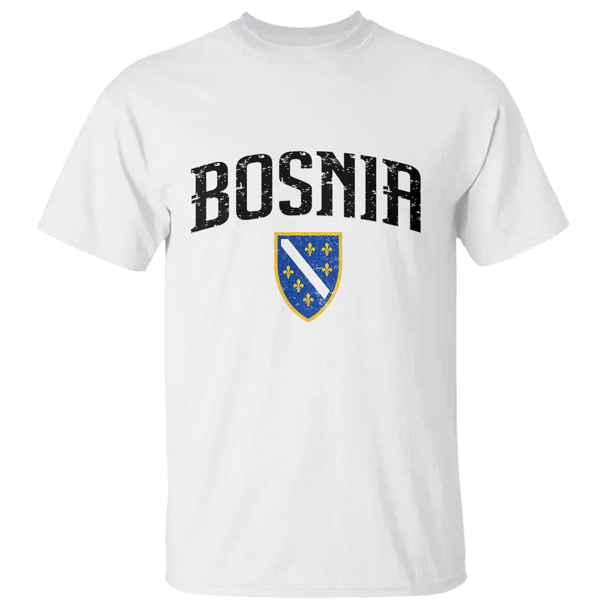 Vintage Bosnia Coat of Arms Minimalist T Shirt Golden Lily Heritage Shield Graphic