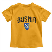 Vintage Bosnia Coat of Arms Minimalist Toddler T Shirt Golden Lily Heritage Shield Graphic